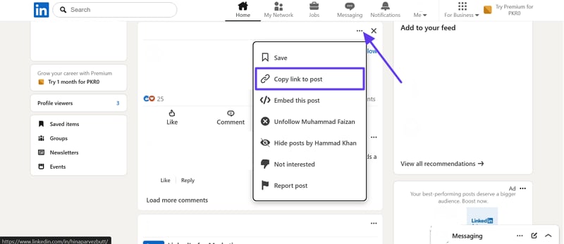 copy link from linkedin post