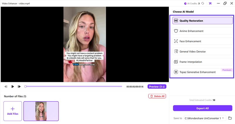 apply changes in linkedin video uniconverter