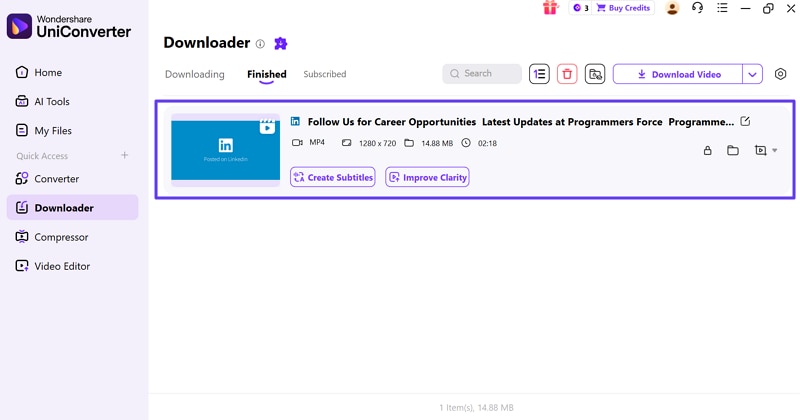 watch the downloaded linkedin video