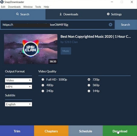main interface of snap downloader