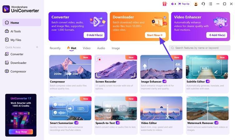access uniconverter downloader