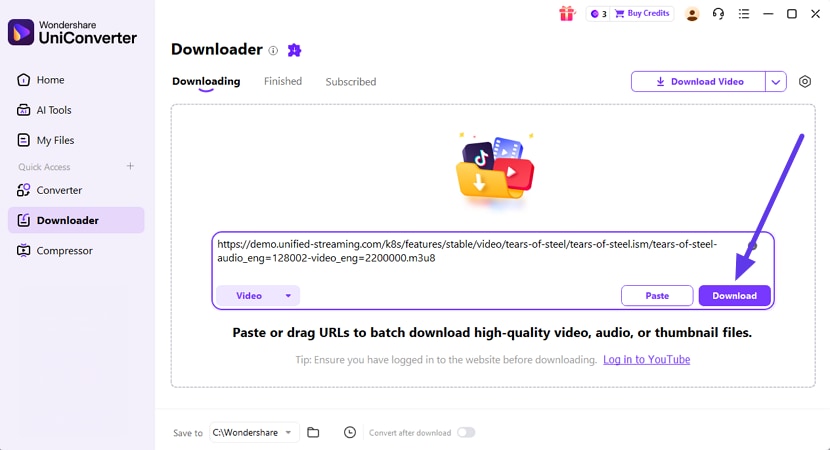 paste link to tool interface