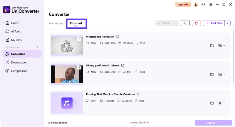 access video under finished