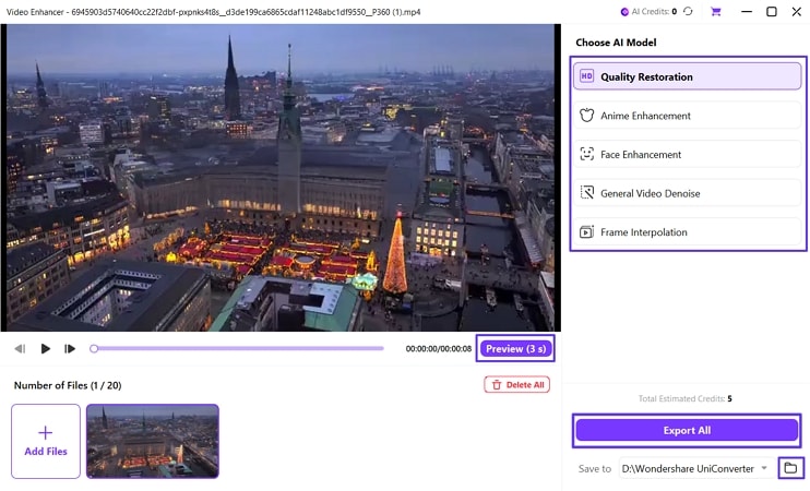 start video enhancement process uniconverter