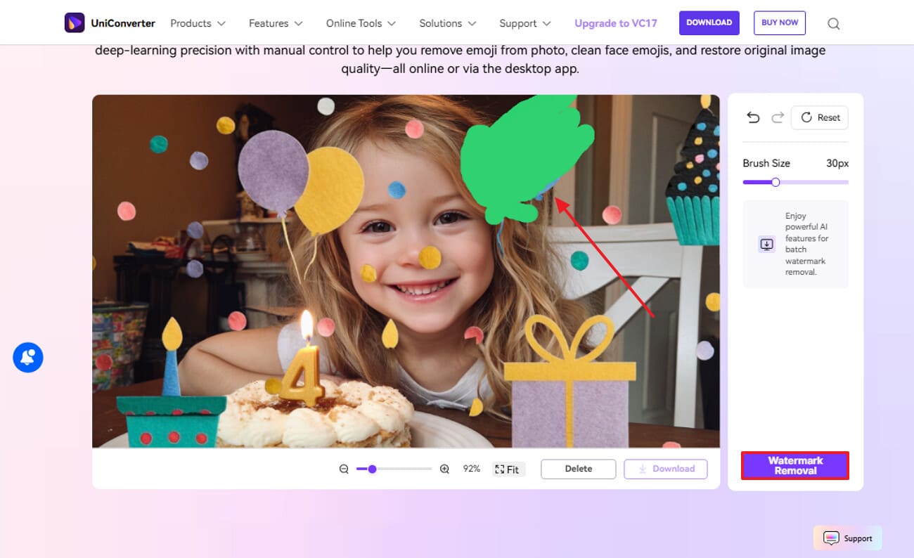 specify the sticker area to remove it