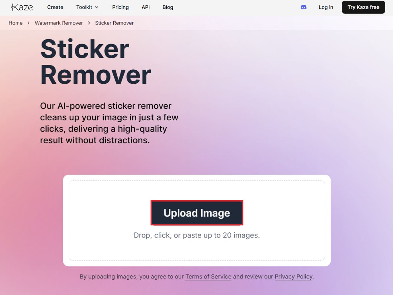 upload image in kaze tool