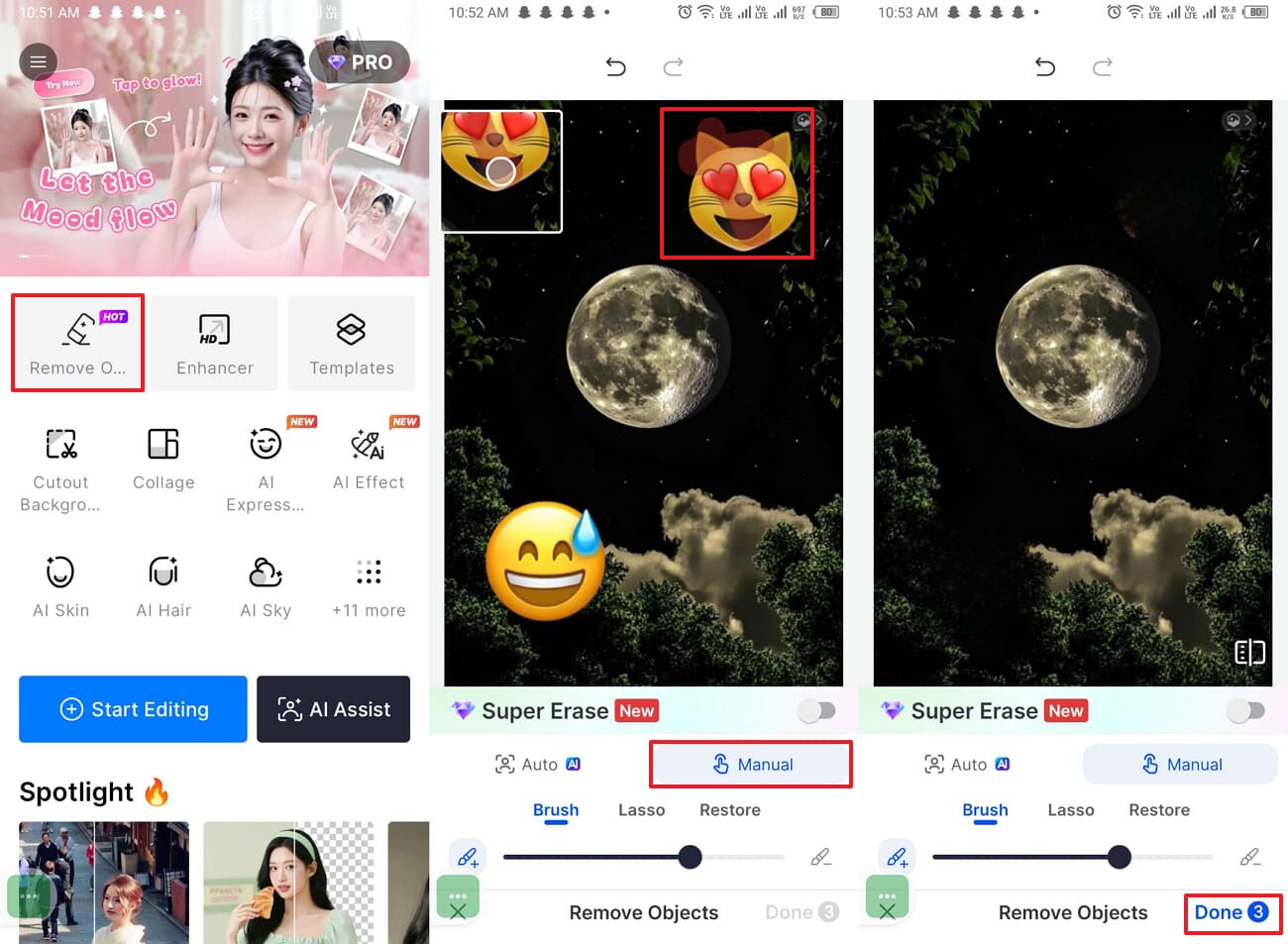 use remove object option to removing sticker