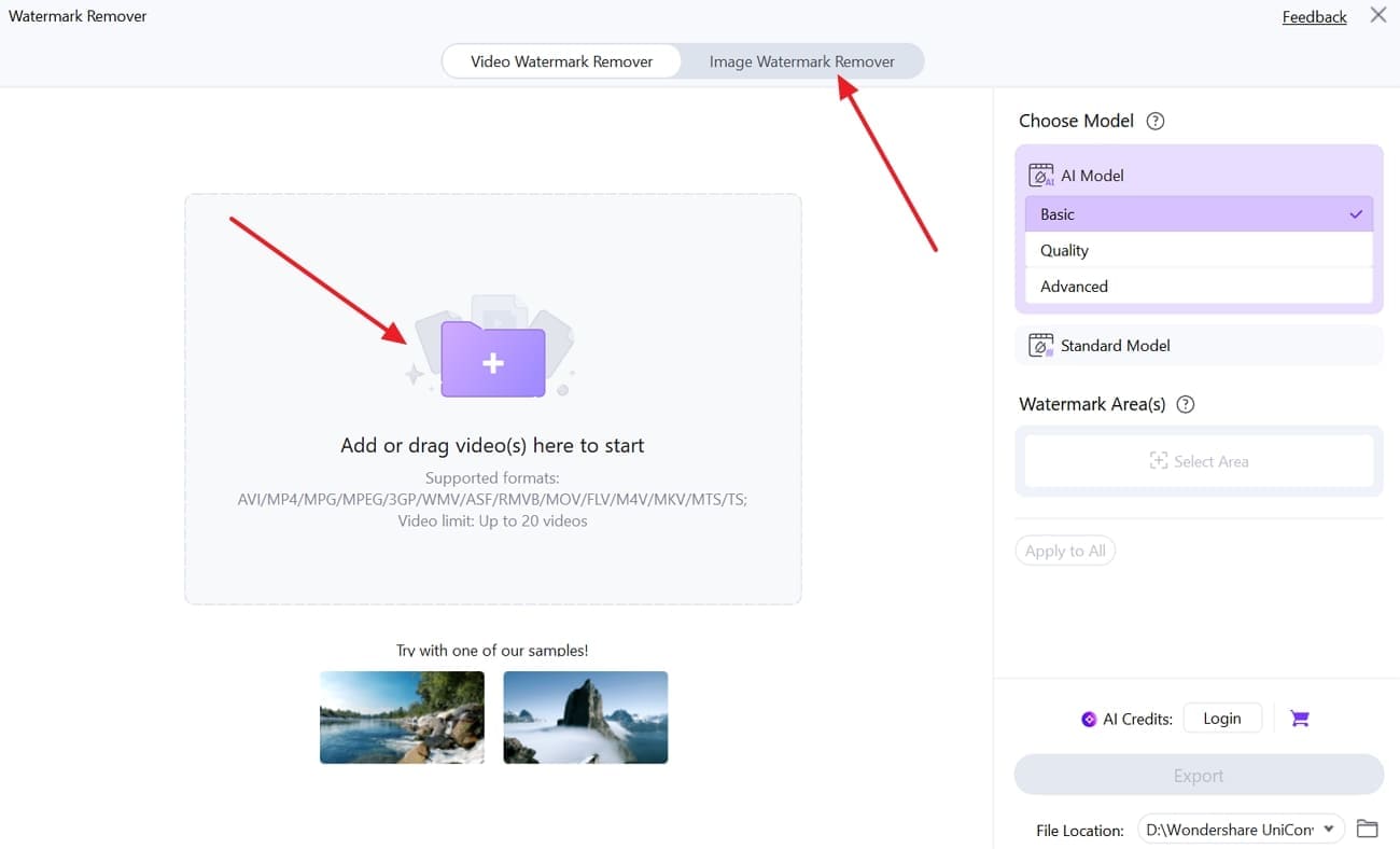 add images in image watermark remover