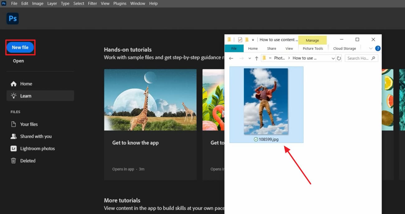 insert desired image to edit in photoshop