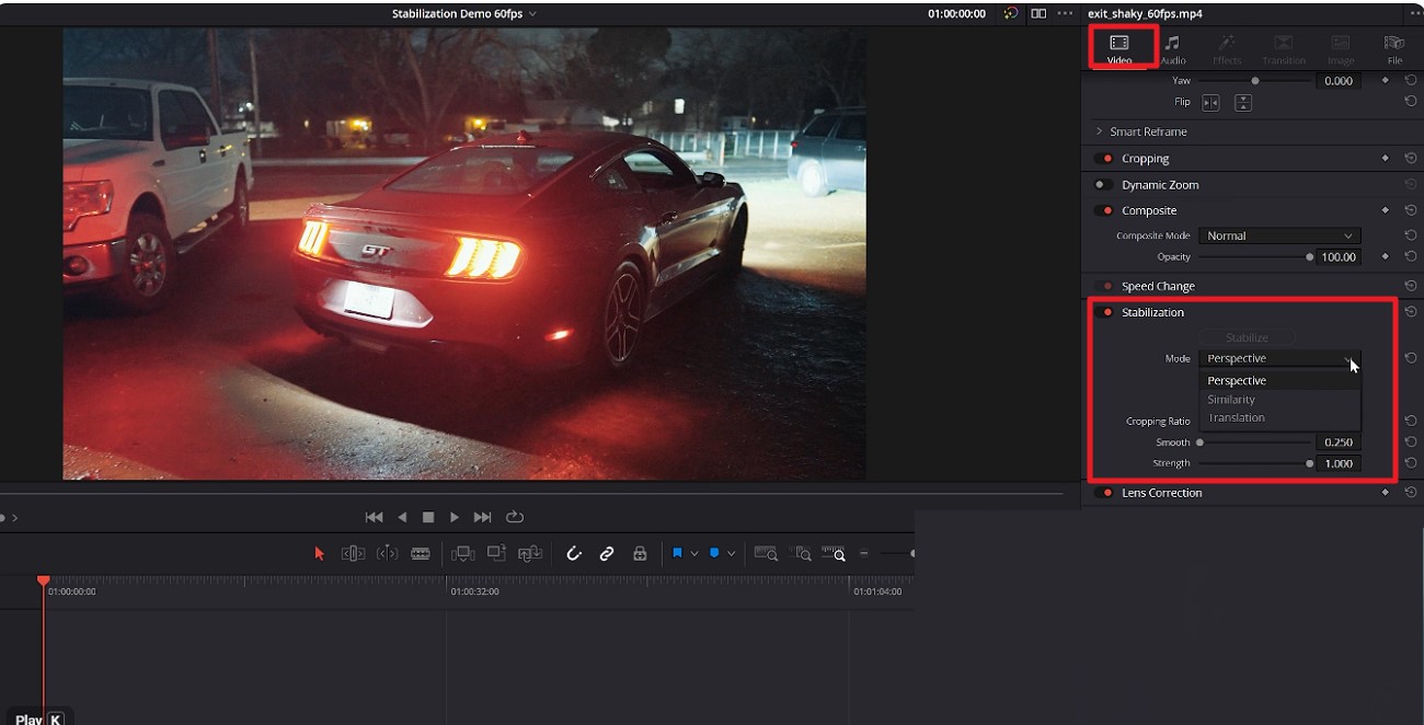 stabilize video with da vinci