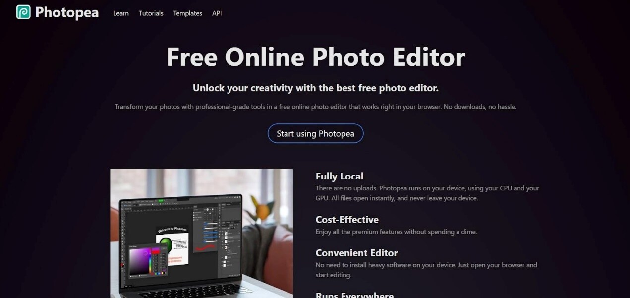 photopea homepage