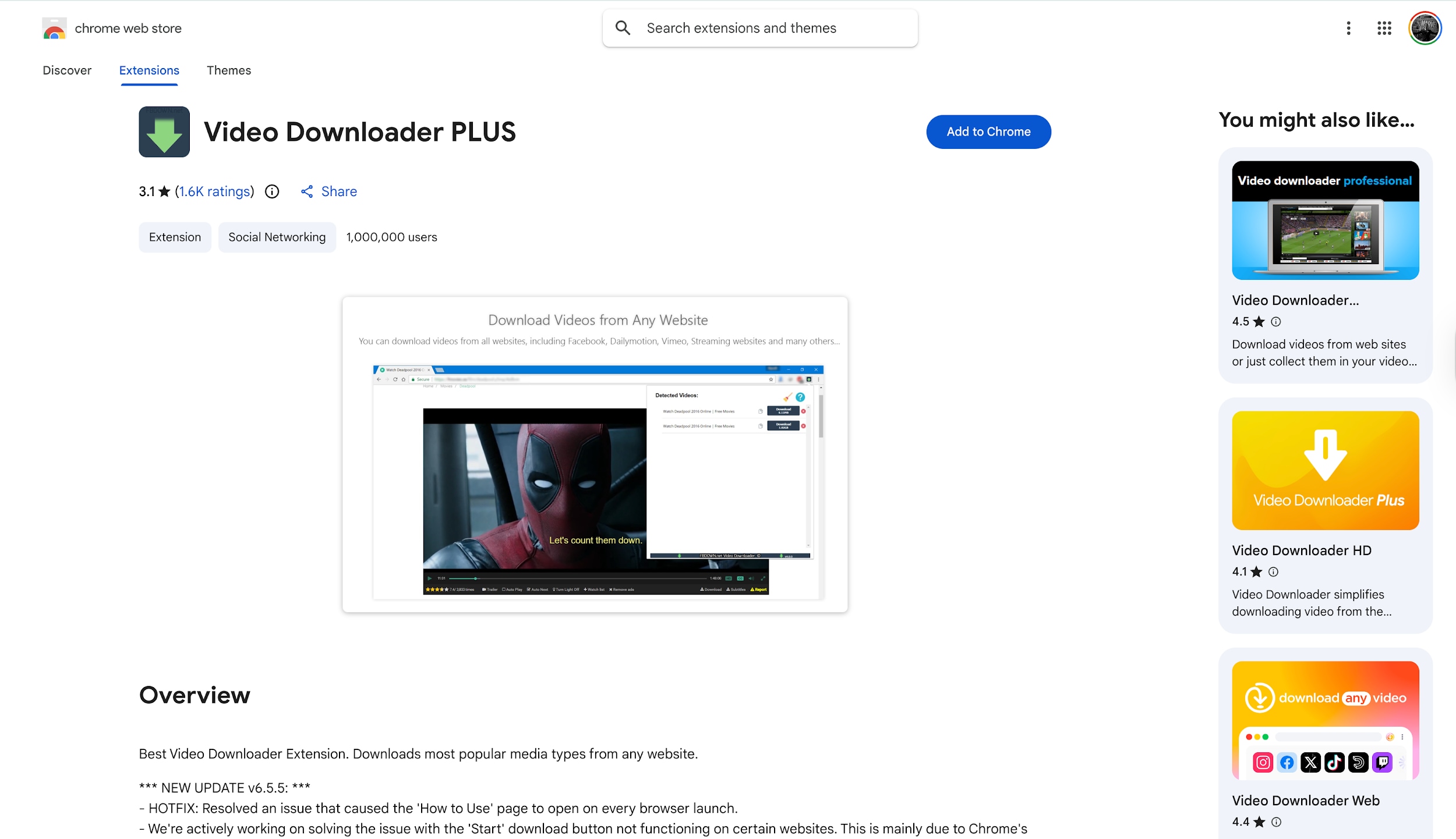 video downloader plus interface