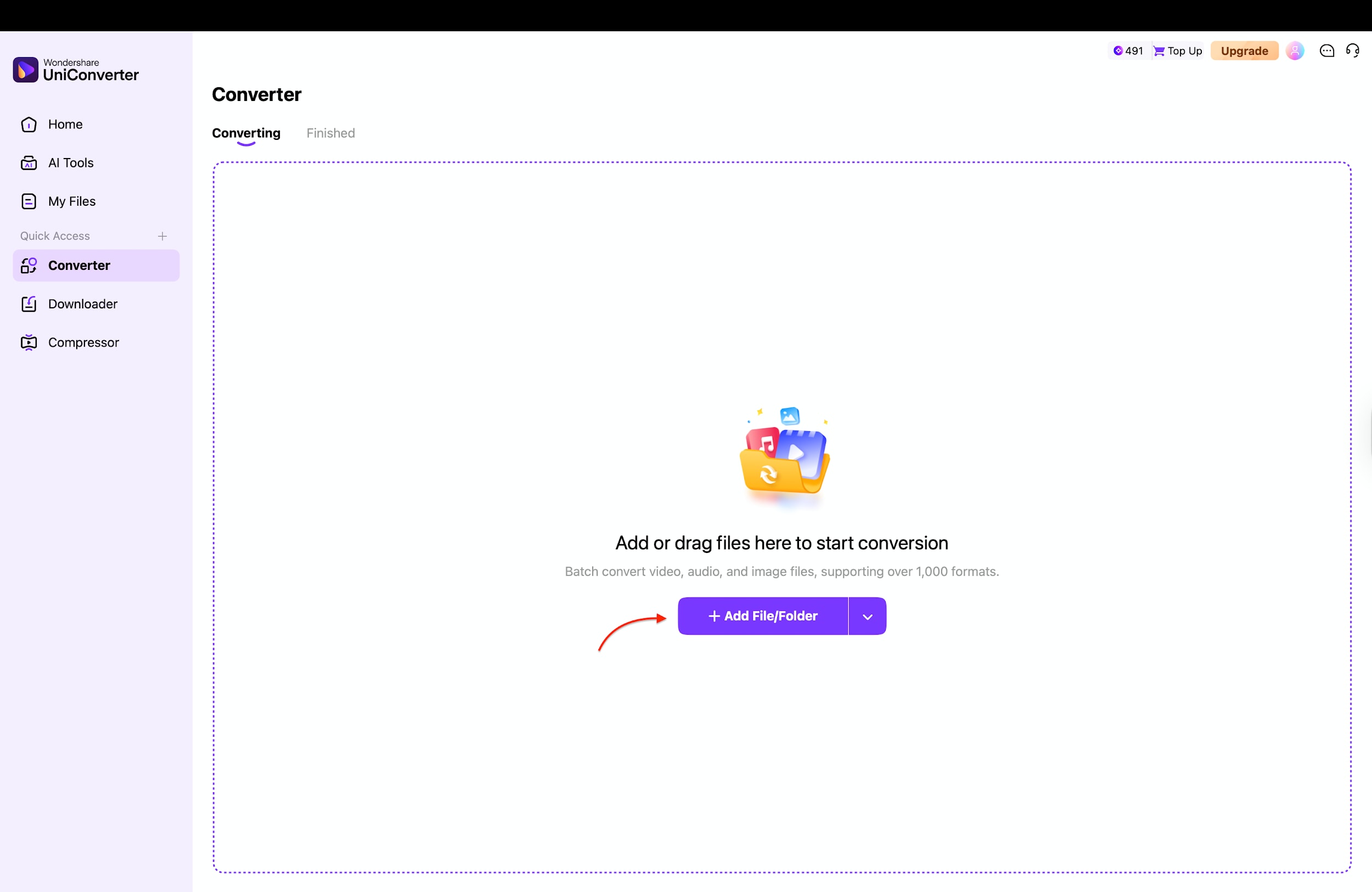 add youtube video file to uniconverter