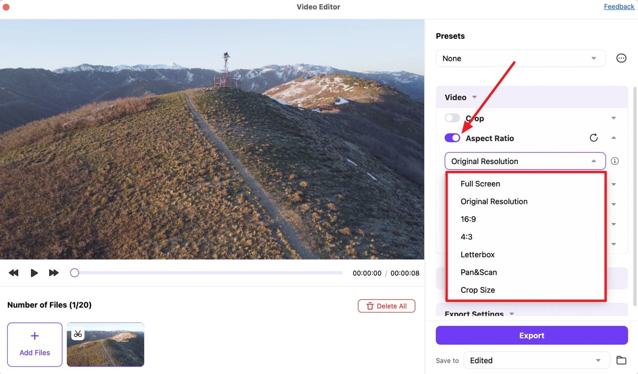 choose aspect ratio of choice