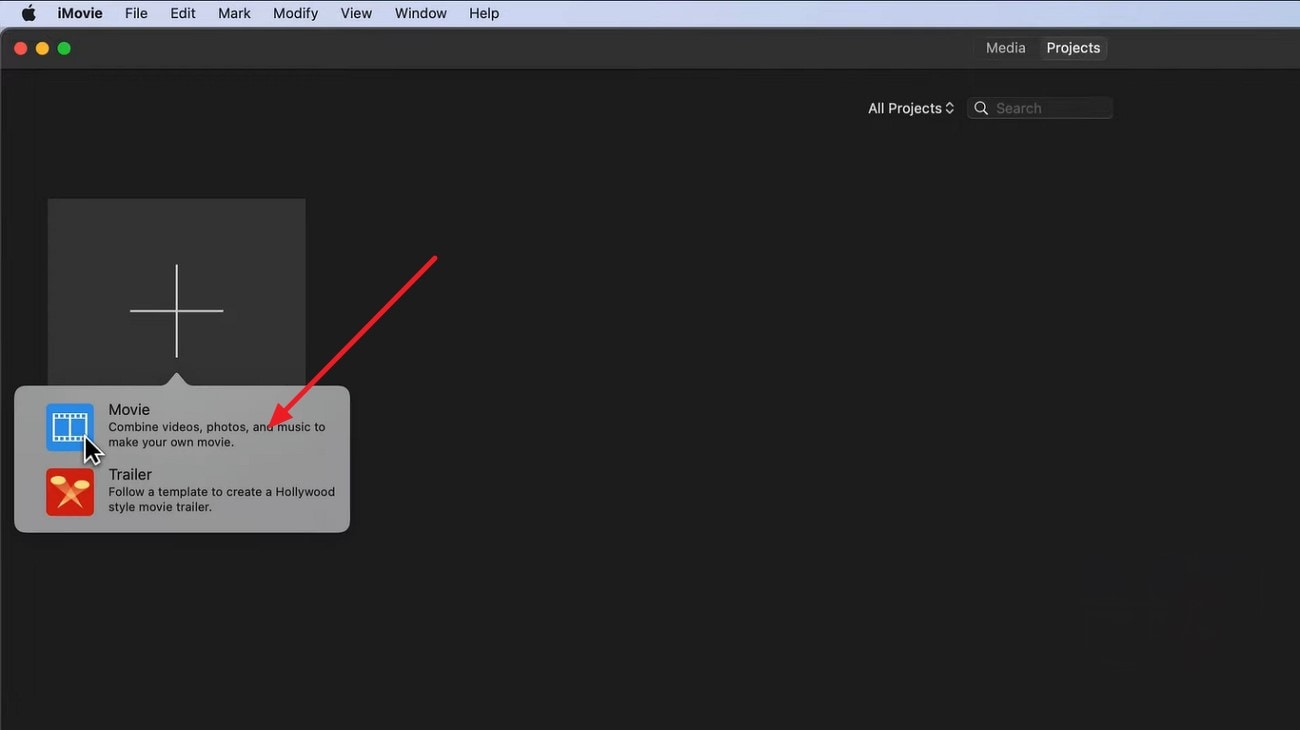 create new movie project
