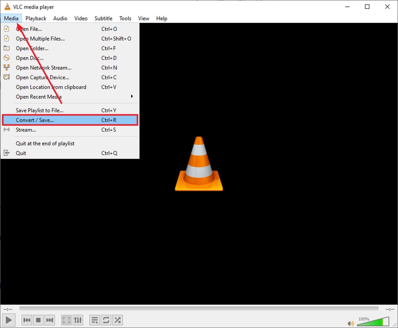 open vlc choose media