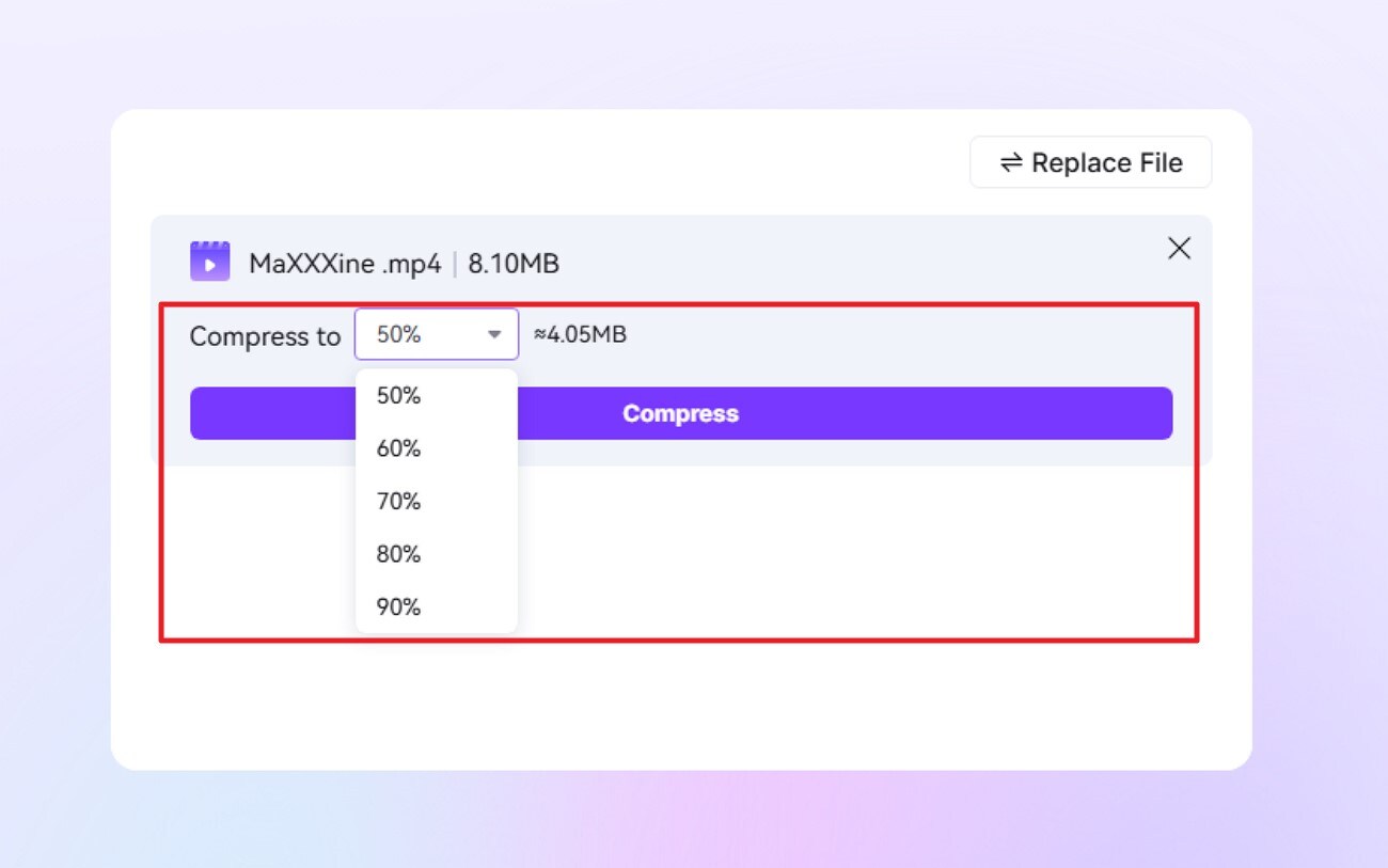 select compression level press compress