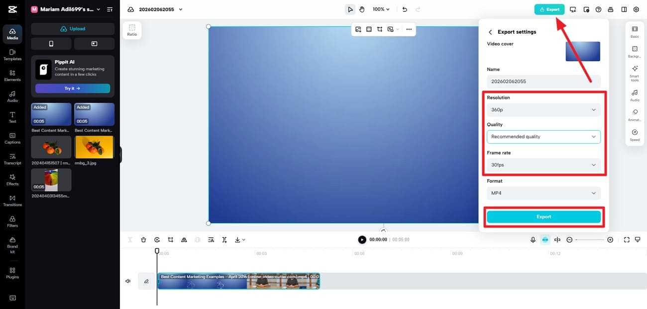 configure settings press export