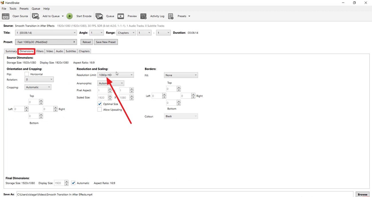 set resolution for video