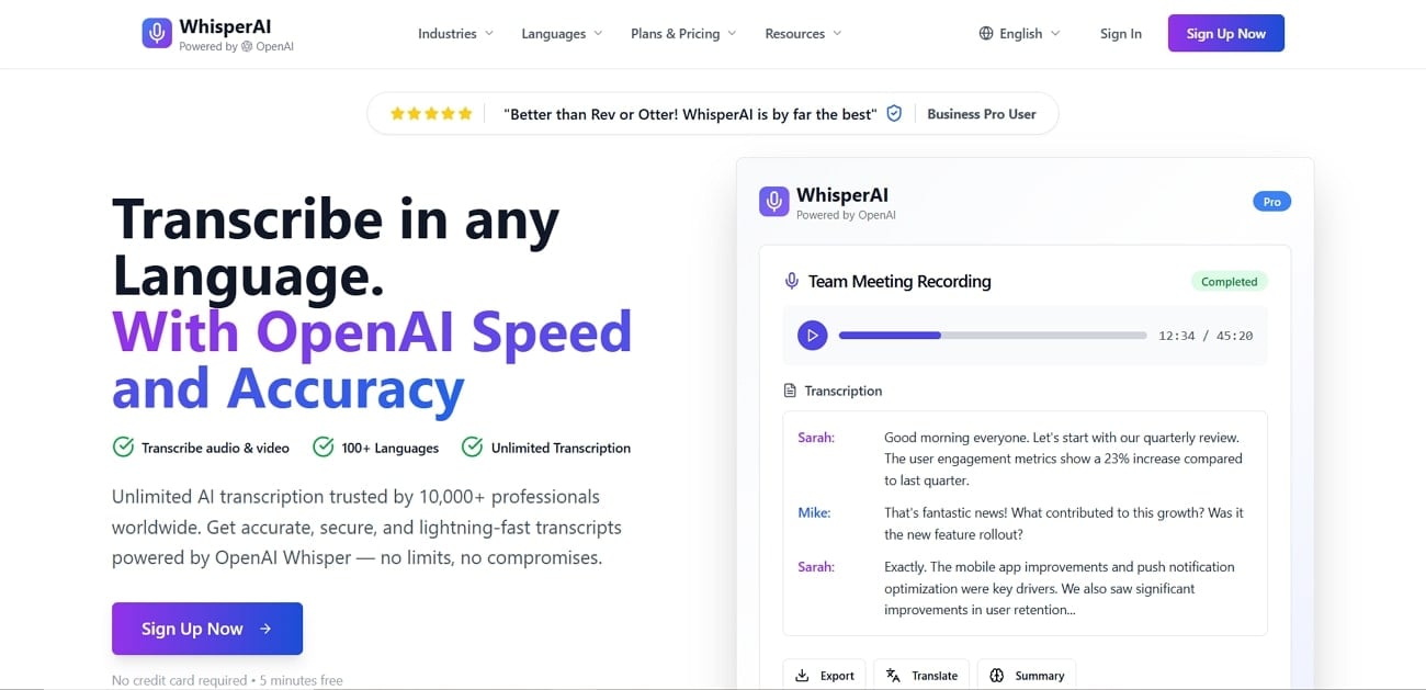 whisper ai video transcript