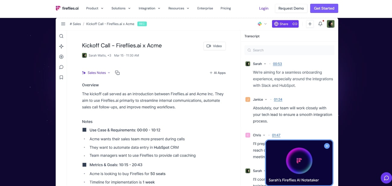 fireflies video to text transcript