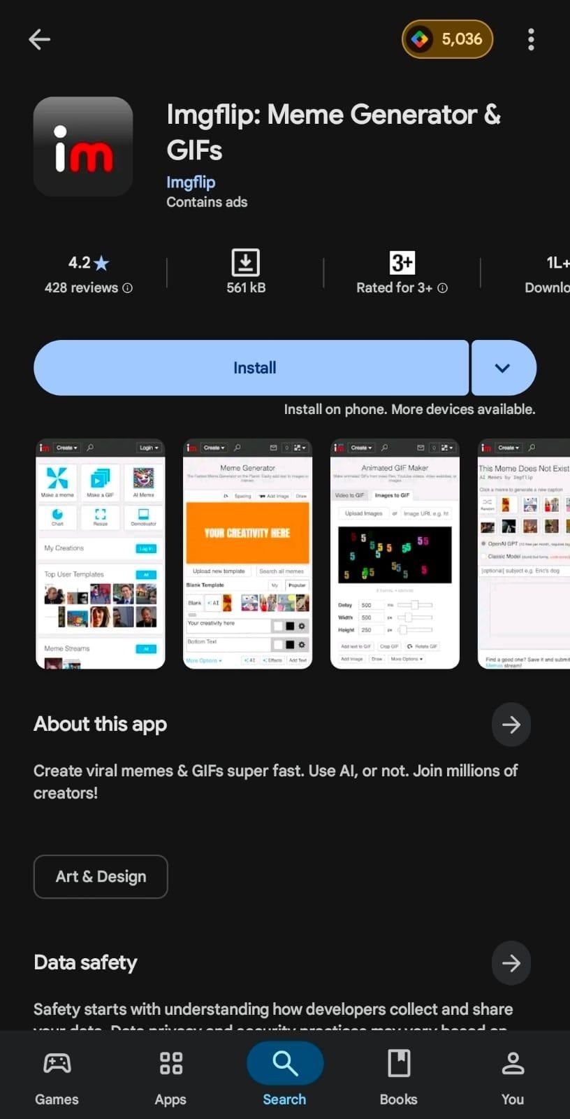page d’accueil de Imgflip