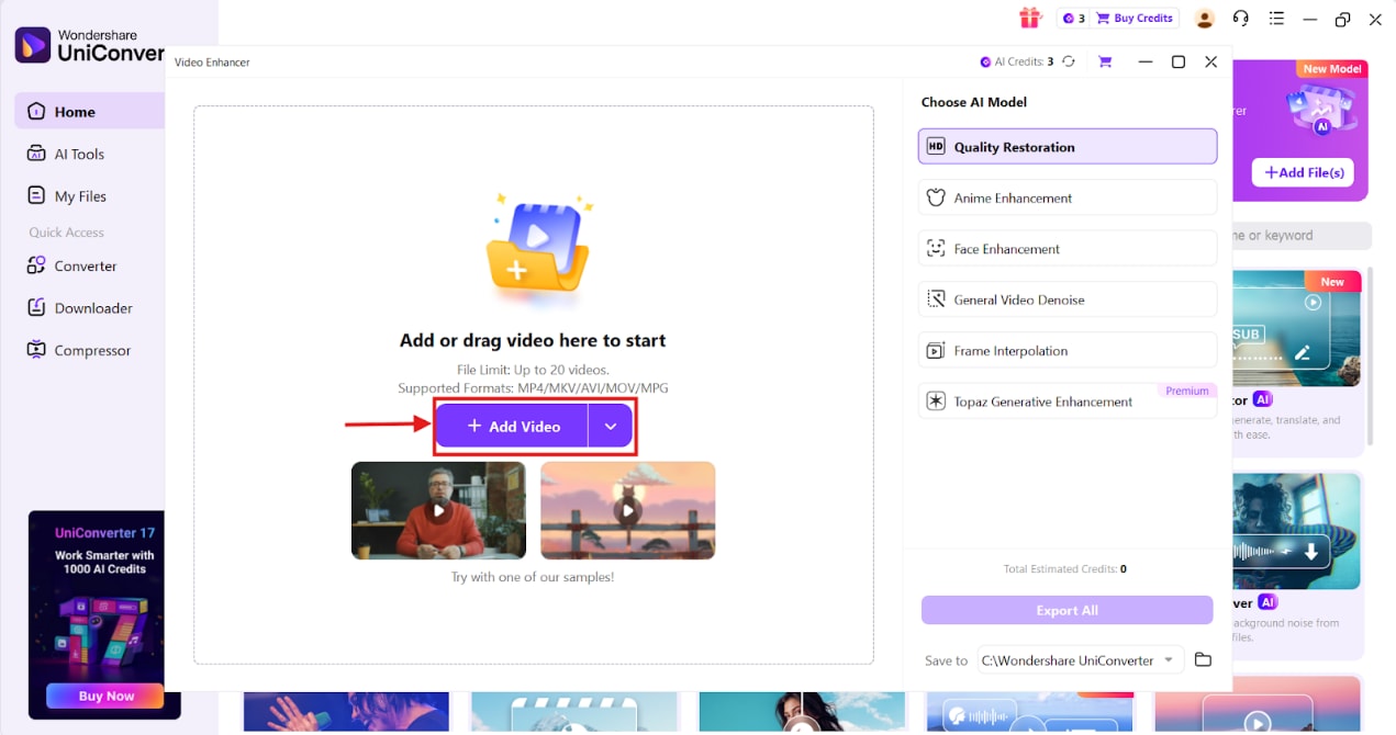 ajouter une vidéo dans UniConverter