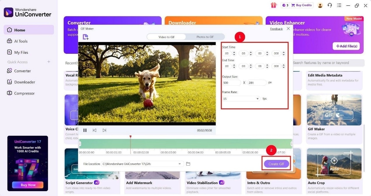 générer un GIF avec UniConverter