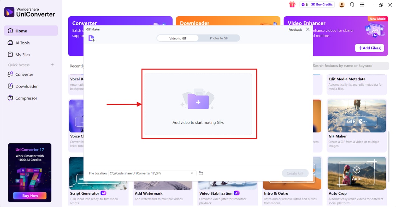 importer des médias dans UniConverter