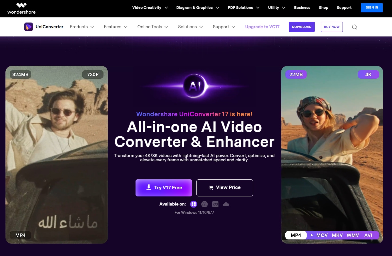 page d’accueil de Wondershare UniConverter