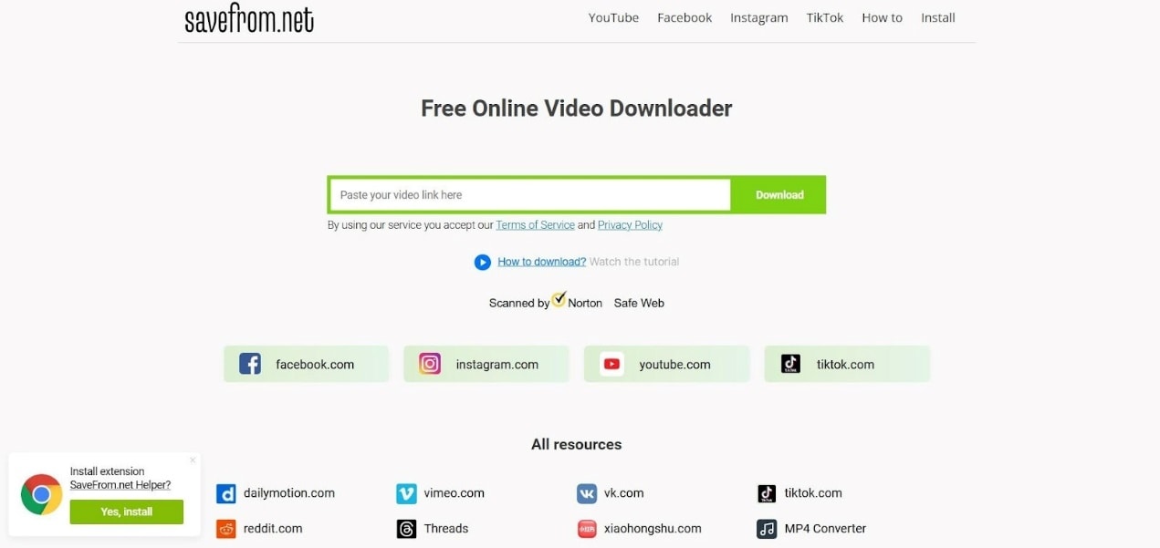 savefrom net homepage