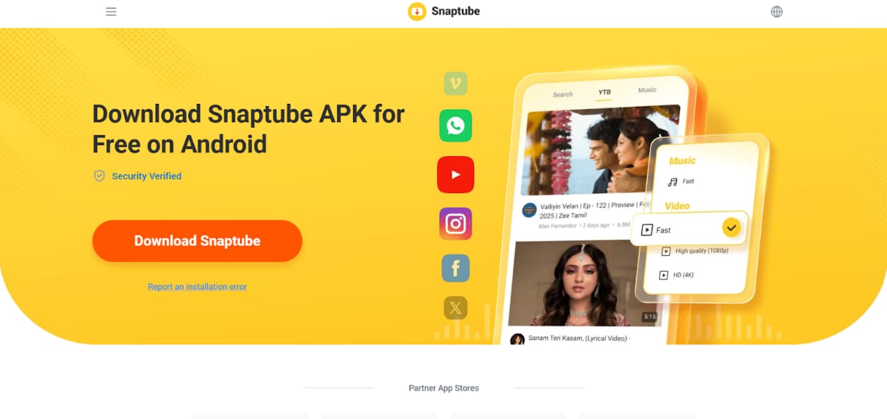 snaptube android homepage