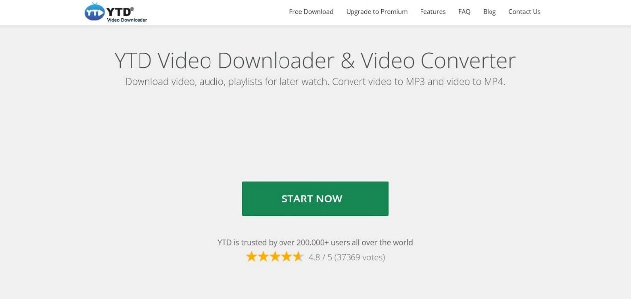 ytd video downloader homepage