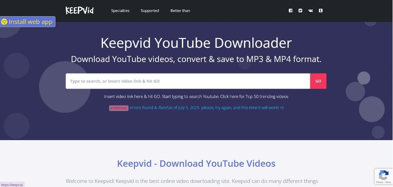keepvid homepage