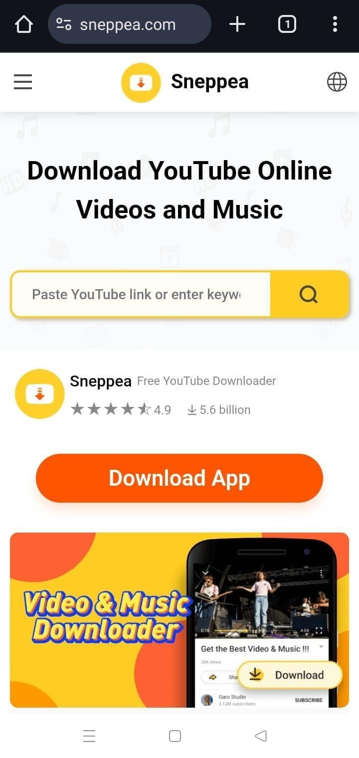 snappea mobile browser homepage