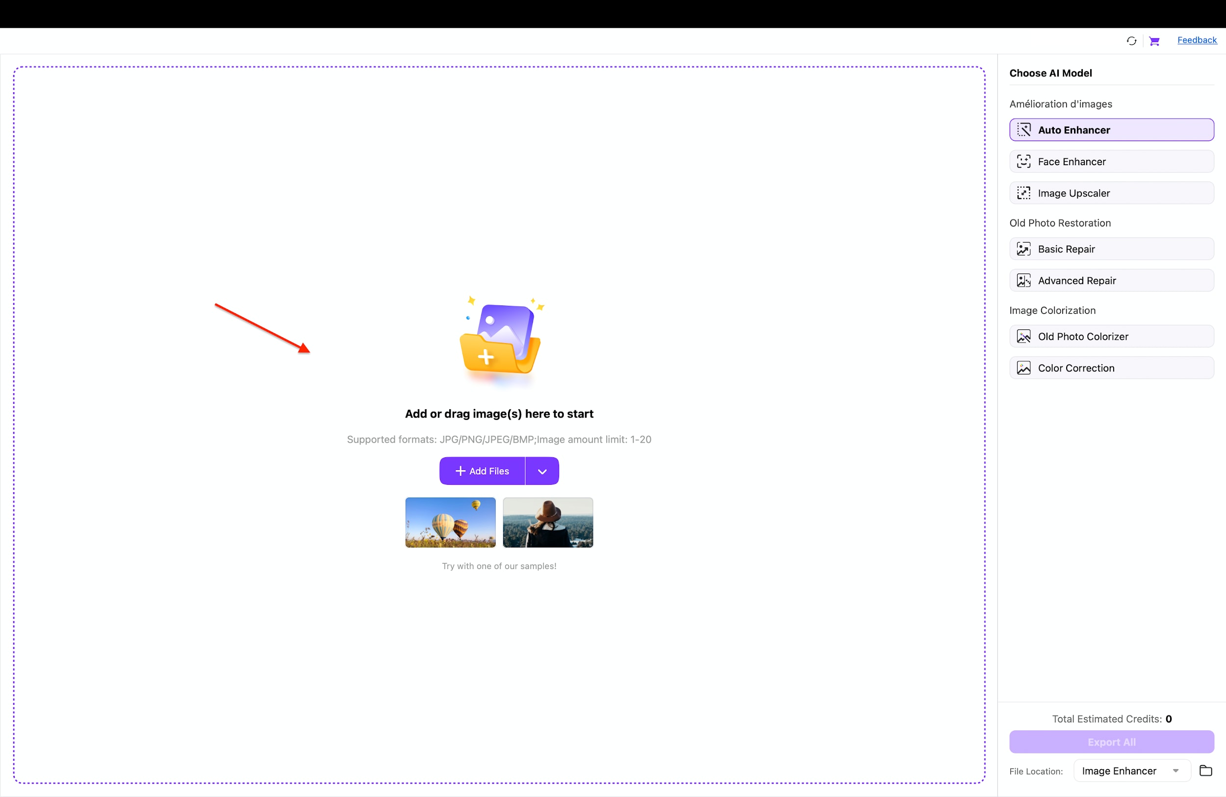 add images you want to upscale