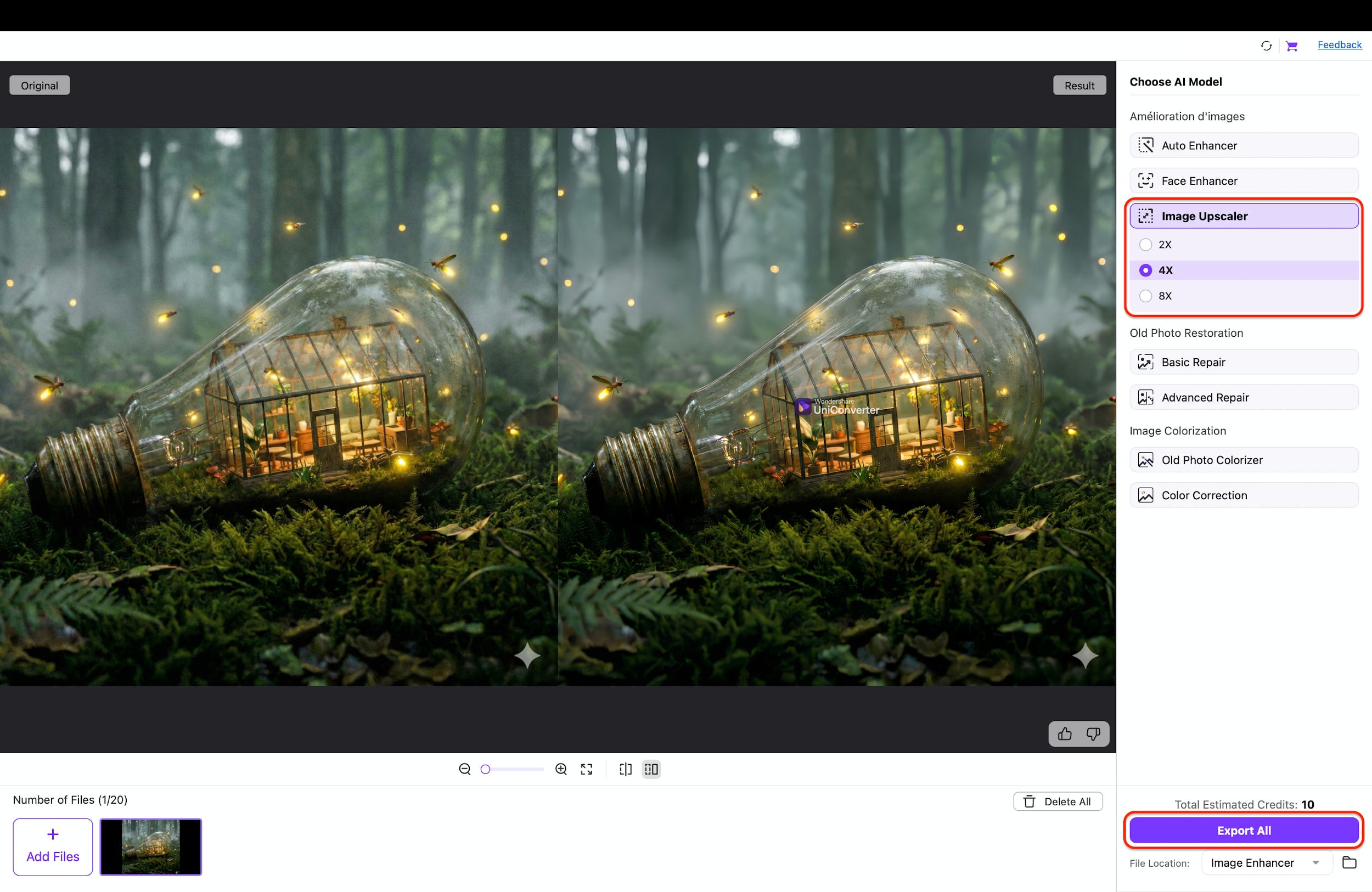 upscale to 4x and export