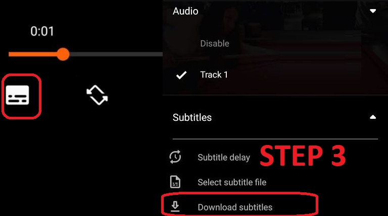 click subtitle icon