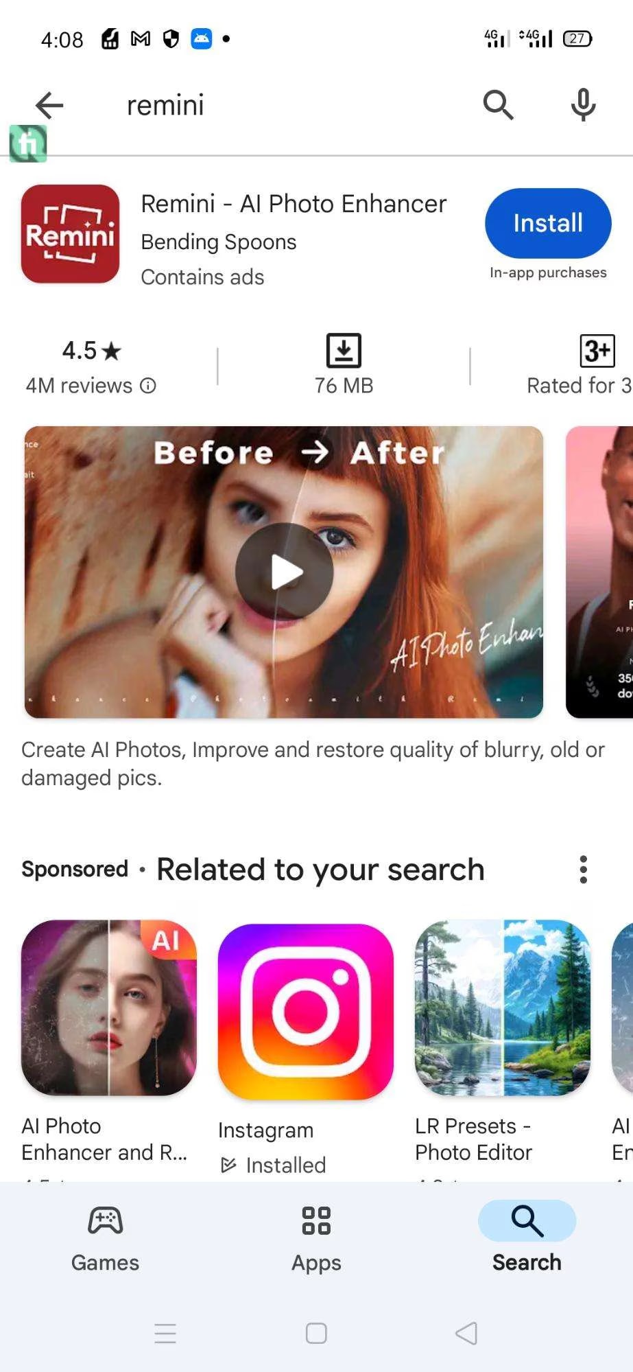download remini video enhancer app