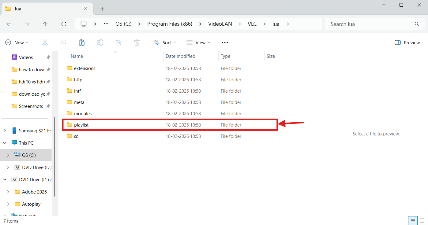 vlc access lua folder