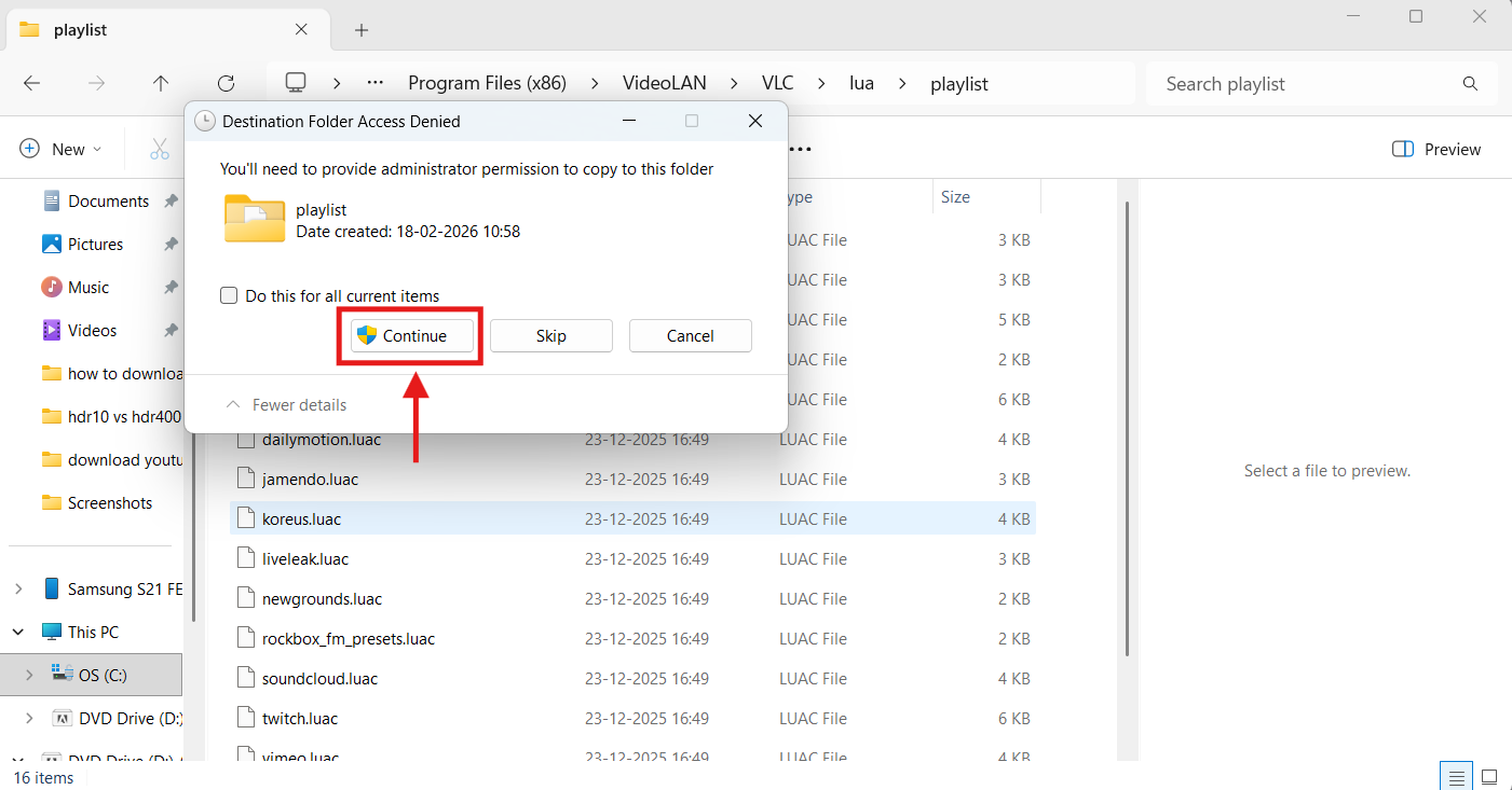 vlc replace outdated lua file