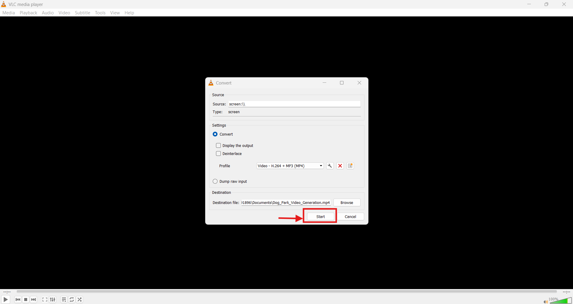 vlc screen record youtube video