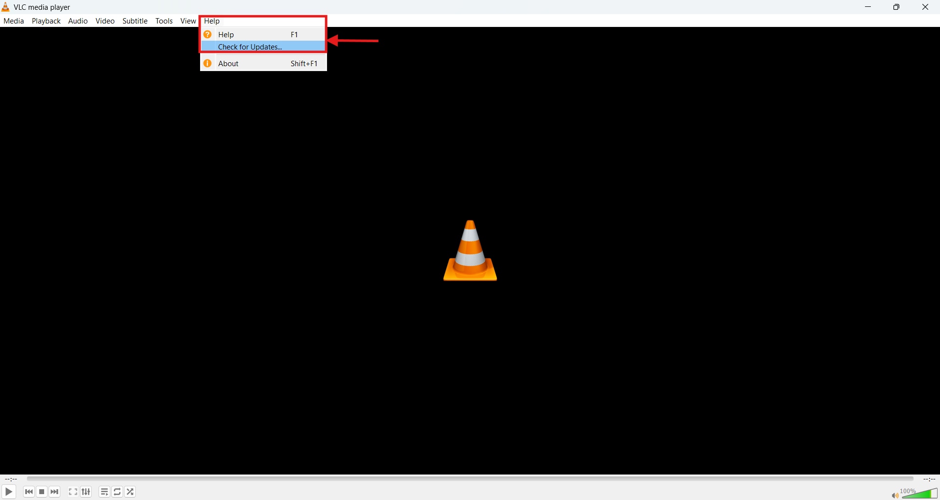 vlc search for updates