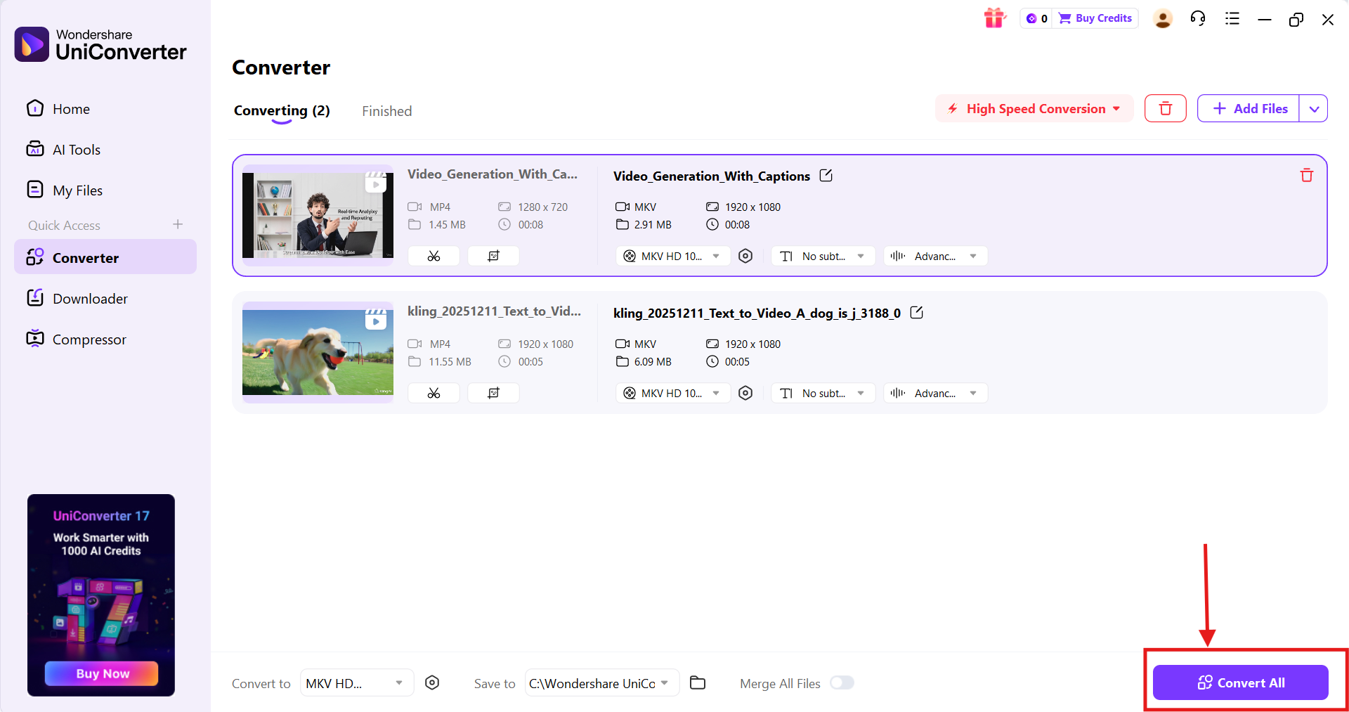 wondershare uniconverter save the hdr video