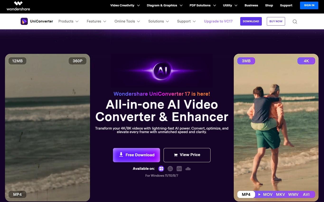wondershare uniconverter homepage