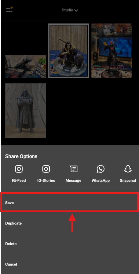 android vsco save individual image