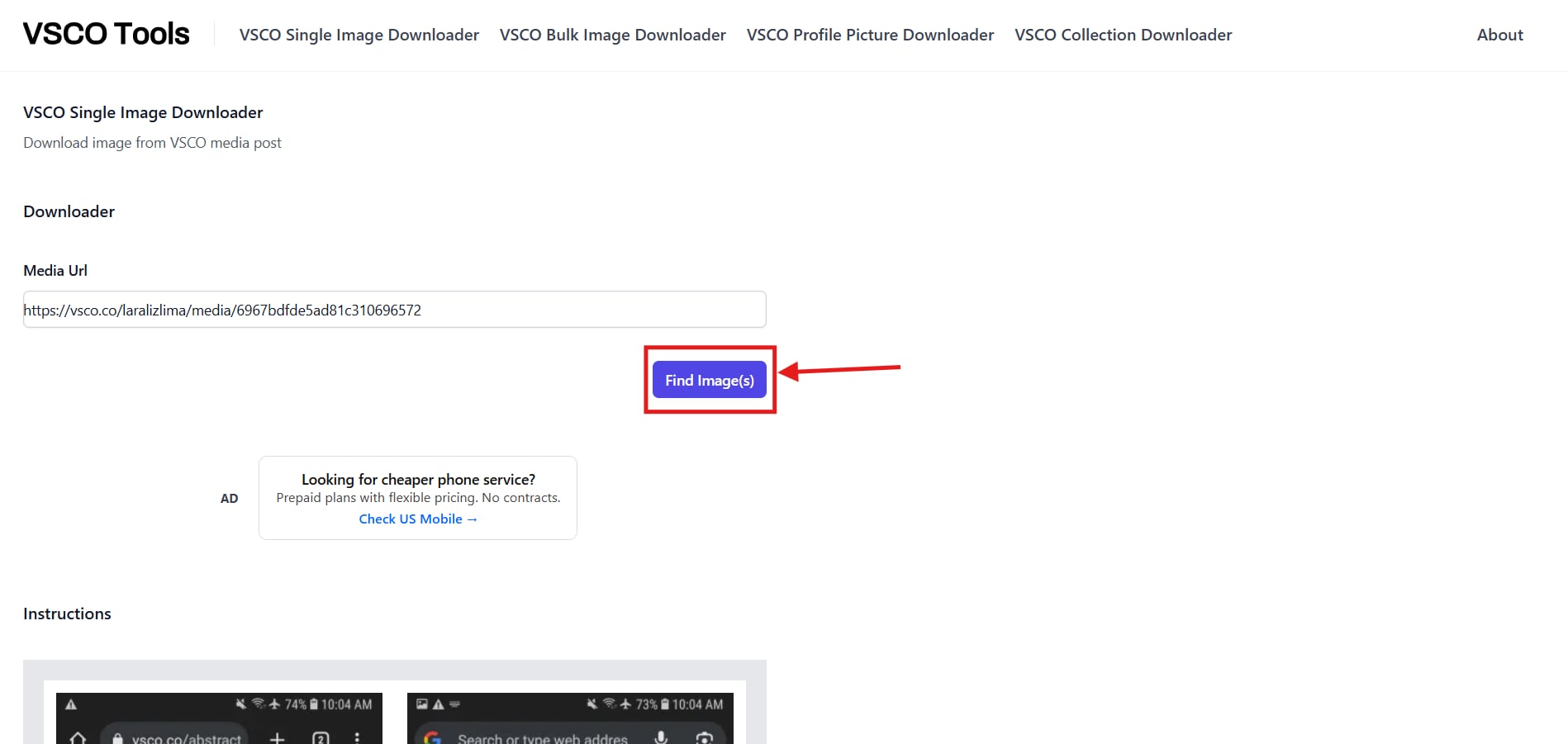 vsco tools find images