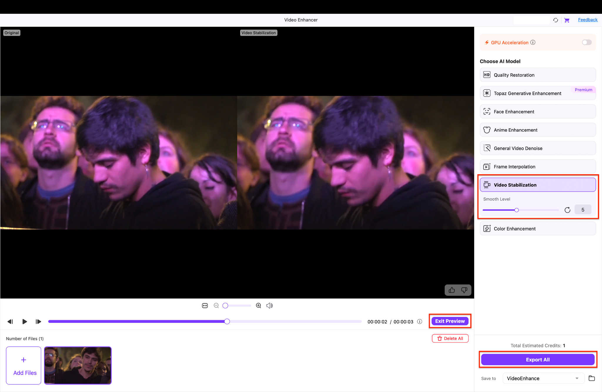 preview your video and export