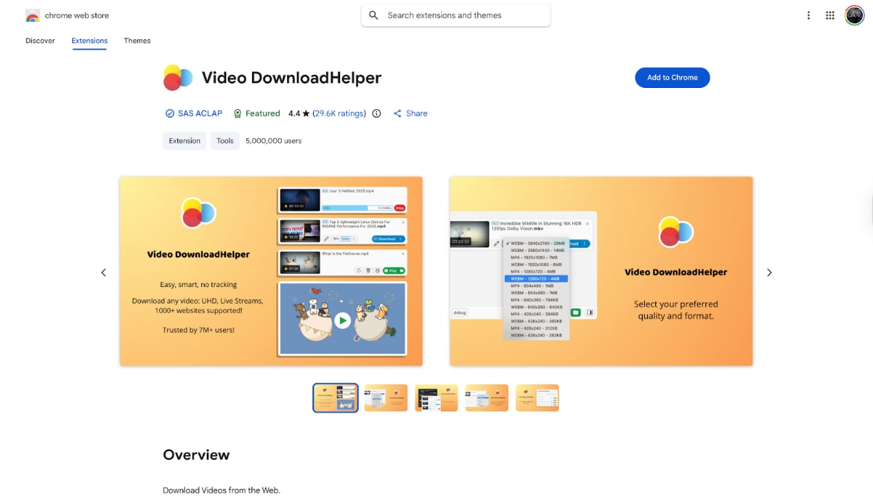 video downloadhelper homepage