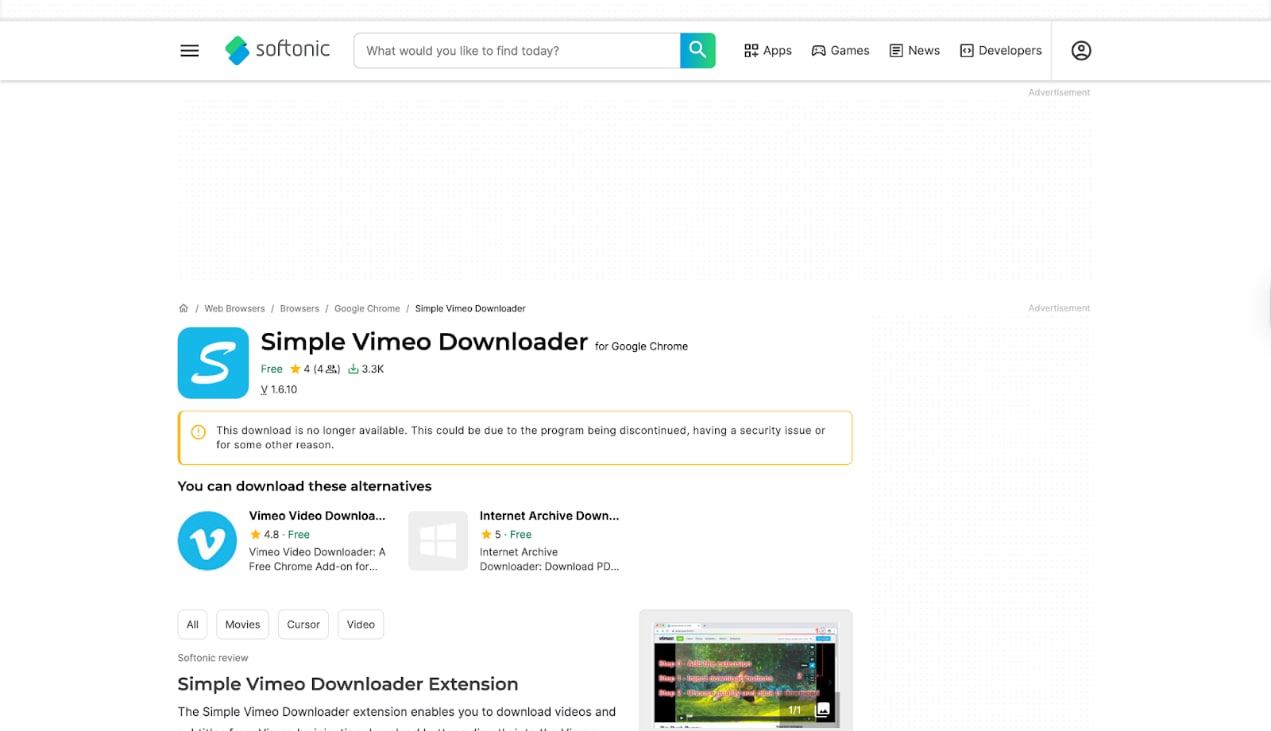 simple vimeo downloader homepage